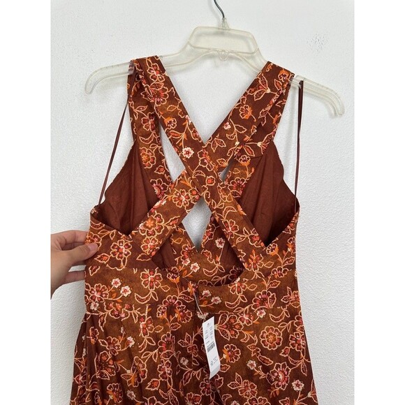 J. Crew Collection Cross Back Ruffle Midi Dress Vtg Vines Burnished Pecan 6 NEW - Picture 15 of 16